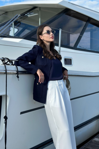 Платье из костюмного твида с накладными карманами и наклонной кокеткой Urs 24-389-2 - фото 14