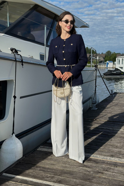 Платье из костюмного твида с накладными карманами и наклонной кокеткой Urs 24-389-2 - фото 13