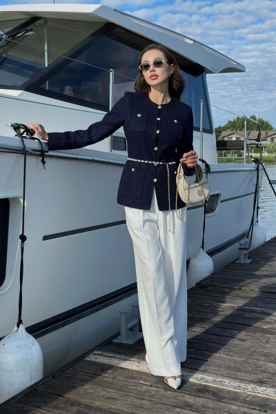 Платье из костюмного твида с накладными карманами и наклонной кокеткой Urs 24-389-2 - фото 12