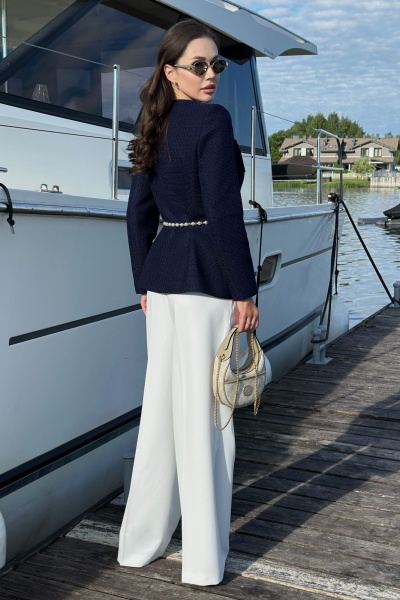 Платье из костюмного твида с накладными карманами и наклонной кокеткой Urs 24-389-2 - фото 3