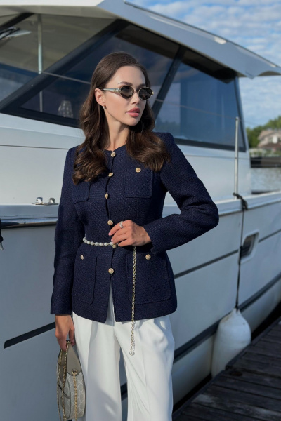 Платье из костюмного твида с накладными карманами и наклонной кокеткой Urs 24-389-2 - фото 11