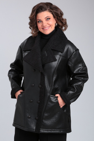 Черная короткая дубленка из искусственного меха и экокожи Celentano 2074.2 черный - фото 15