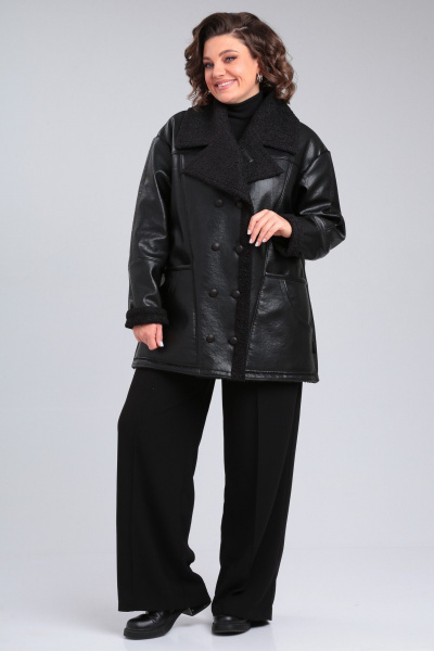 Черная короткая дубленка из искусственного меха и экокожи Celentano 2074.2 черный - фото 13