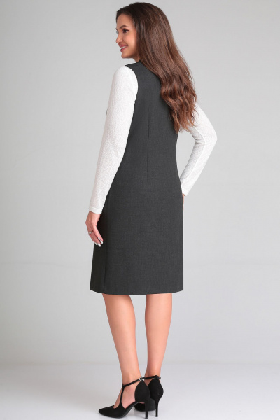 Платье серое полуприлегающее без рукавов на молнии LeNata 16446 темно-серый - фото 6