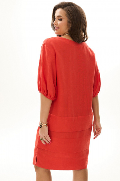 Красное летнее платье с крупными складками и разрезами MALI 424-013 красный - фото 4