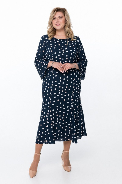 Жакет, платье Pretty 848 молочный-синий_горохи - фото 2