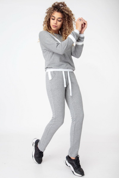 Спортивный костюм из футера с люрексом и тесьмой HIT 3077 серый - фото 3