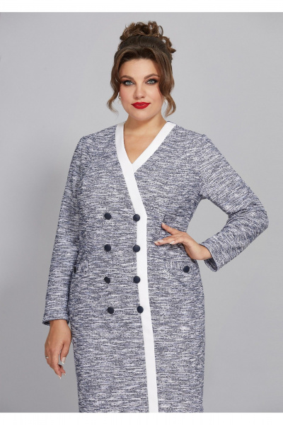 Элегантное платье с полу-рельефами и пуговицами Mira Fashion 5463 - фото 2