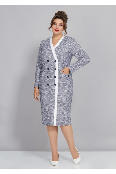 Элегантное платье с полу-рельефами и пуговицами Mira Fashion 5463 - фото 1