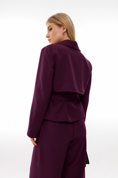 Костюм двойка из текстиля: палаццо и укороченный жакет Ambera Style 2030-4 слива - фото 2