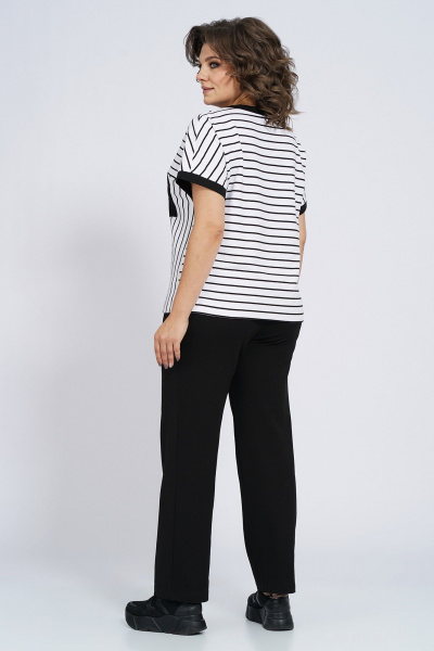 Костюм из трикотажа: футболка и брюки с капюшоном Пинск-Стиль 154 полосатый+черный - фото 16