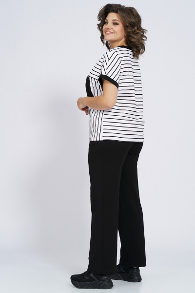 Костюм из трикотажа: футболка и брюки с капюшоном Пинск-Стиль 154 полосатый+черный - фото 15