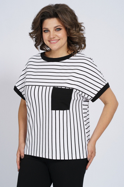 Костюм из трикотажа: футболка и брюки с капюшоном Пинск-Стиль 154 полосатый+черный - фото 7