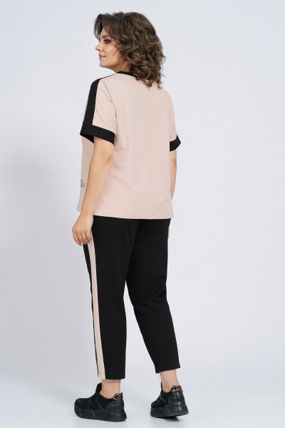 Костюм из трикотажа: футболка и брюки с лампасами Пинск-Стиль 159 бежевый+черный - фото 16