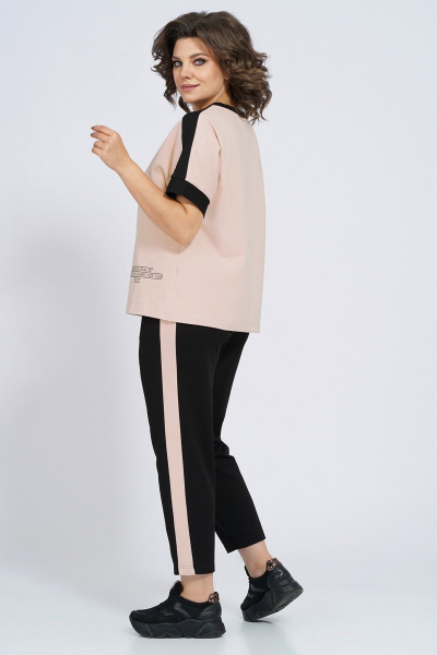 Костюм из трикотажа: футболка и брюки с лампасами Пинск-Стиль 159 бежевый+черный - фото 15