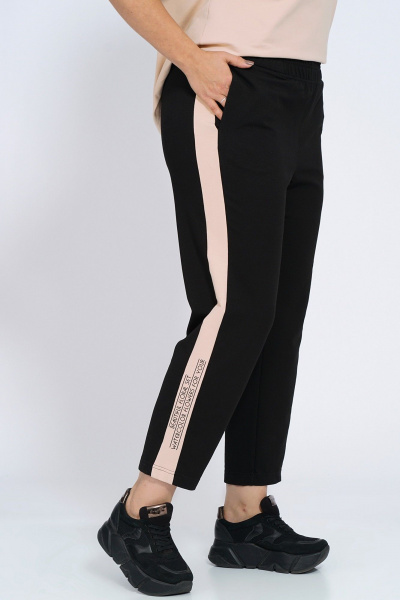 Костюм из трикотажа: футболка и брюки с лампасами Пинск-Стиль 159 бежевый+черный - фото 13