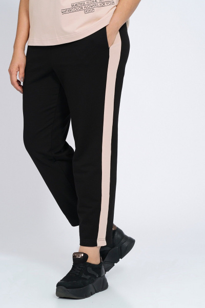 Костюм из трикотажа: футболка и брюки с лампасами Пинск-Стиль 159 бежевый+черный - фото 12