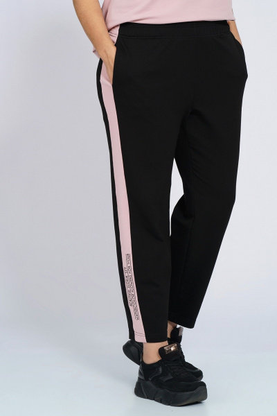 Костюм из трикотажа: футболка и брюки с лампасами для спорта Пинск-Стиль 159 пыльная роза+черный - фото 10