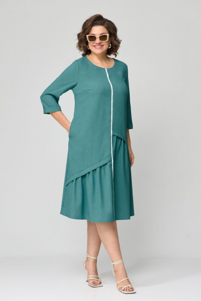 Платье А-образного силуэта из хлопка с карманами и асимметричным кроем Орхидея 1271-1 - фото 4