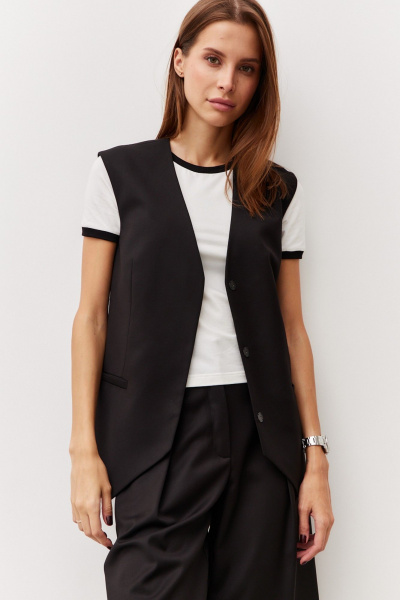 Жилет прямого силуэта из костюмной ткани с застежкой на кнопки Luitui R3013.1 - фото 3