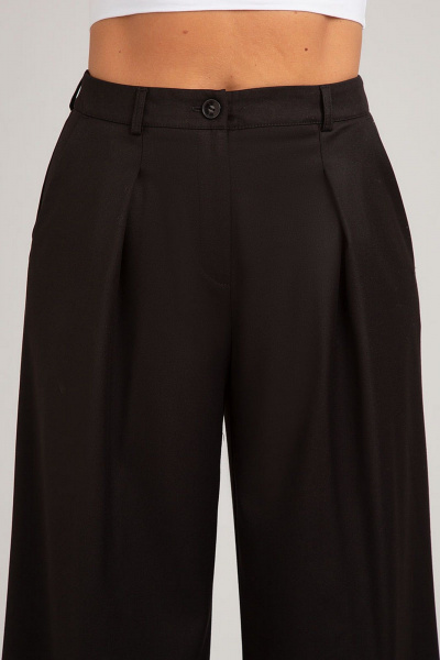 Брюки-палаццо с защипами и высокой посадкой из текстиля IVARI 313 черный - фото 6