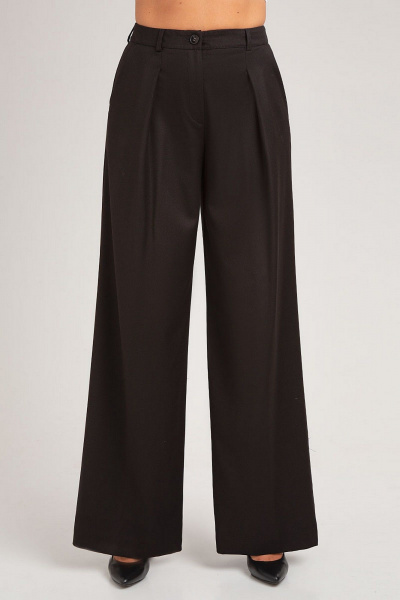 Брюки-палаццо с защипами и высокой посадкой из текстиля IVARI 313 черный - фото 3