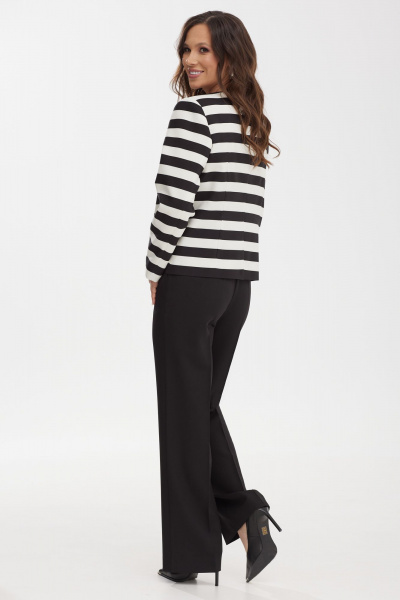 Нарядный комплект из жакета и прямых брюк из костюмной ткани Магия моды 2470 черный-белый - фото 3