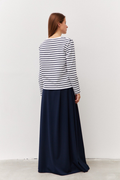 Макси юбка из костюмной ткани с карманами Luitui R2071 темно-синий - фото 2