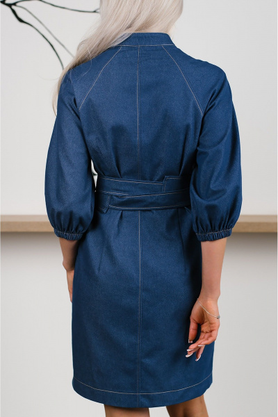 Мини платье из джинсовой ткани с вытачками и карманами MONA STYLE 24044/1 синий - фото 11