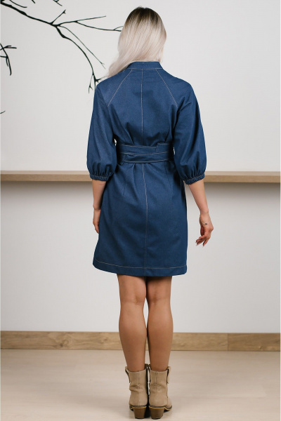 Мини платье из джинсовой ткани с вытачками и карманами MONA STYLE 24044/1 синий - фото 10