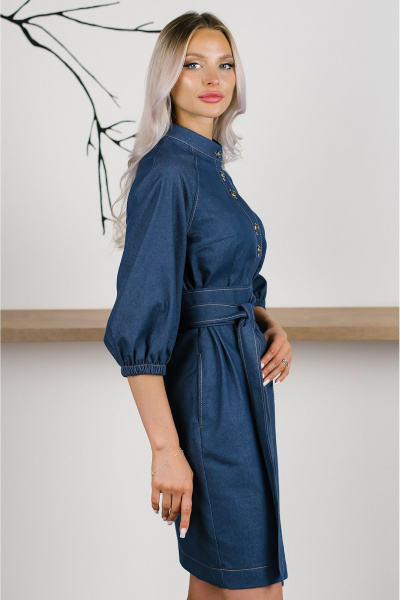 Мини платье из джинсовой ткани с вытачками и карманами MONA STYLE 24044/1 синий - фото 9