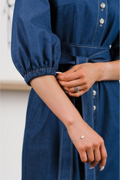 Мини платье из джинсовой ткани с вытачками и карманами MONA STYLE 24044/1 синий - фото 6