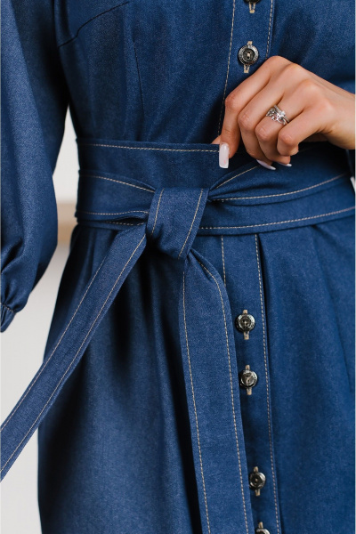 Мини платье из джинсовой ткани с вытачками и карманами MONA STYLE 24044/1 синий - фото 4