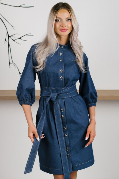 Мини платье из джинсовой ткани с вытачками и карманами MONA STYLE 24044/1 синий - фото 2