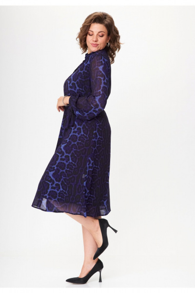 Демисезонное платье из текстиля с поясом и сборками VIPPRIMO 112 темно-синий - фото 3