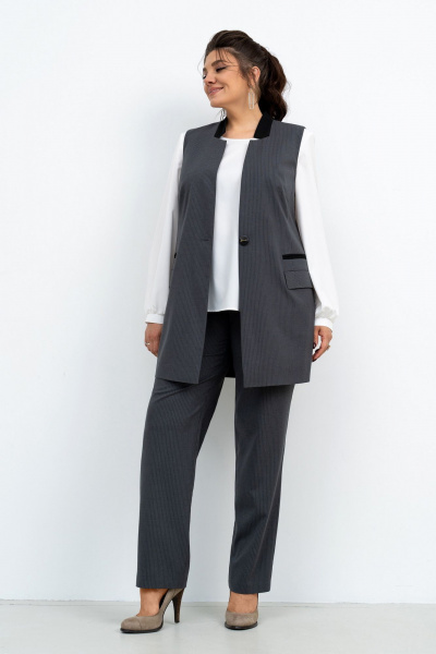 Классический комплект тройка из текстиля для офиса Aira Style 24-27 графит-серый - фото 7