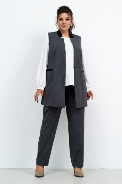 Классический комплект тройка из текстиля для офиса Aira Style 24-27 графит-серый - фото 1