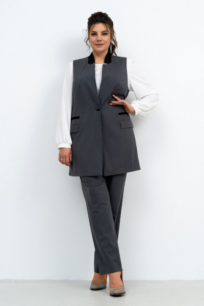 Классический комплект тройка из текстиля для офиса Aira Style 24-27 графит-серый - фото 2