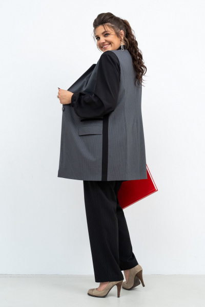 Классический тройка комплект из текстиля для офиса Aira Style 24-27/А черный-серый - фото 8