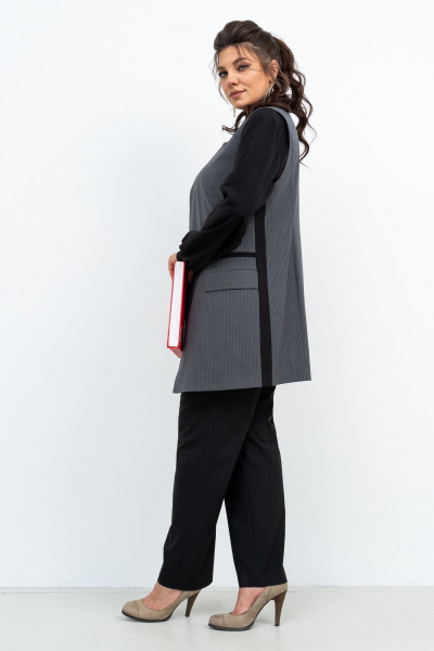 Классический тройка комплект из текстиля для офиса Aira Style 24-27/А черный-серый - фото 7