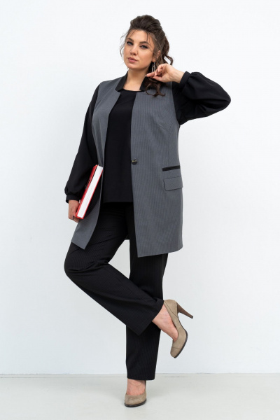 Классический тройка комплект из текстиля для офиса Aira Style 24-27/А черный-серый - фото 1