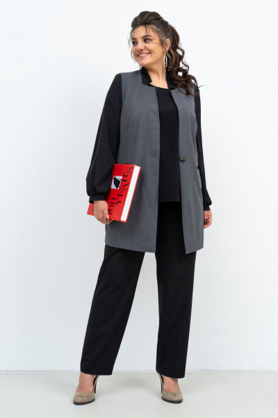 Классический тройка комплект из текстиля для офиса Aira Style 24-27/А черный-серый - фото 6