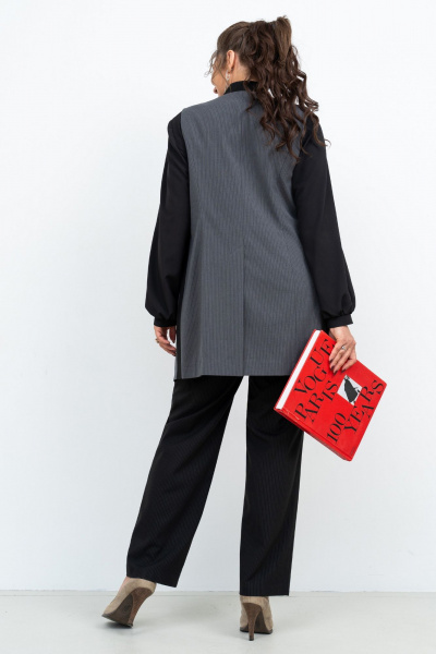 Классический тройка комплект из текстиля для офиса Aira Style 24-27/А черный-серый - фото 2