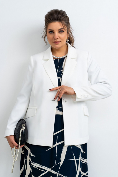 Демисезонный женский жакет с карманами и приталенным силуэтом Aira Style 24-035 светло-молочный - фото 6