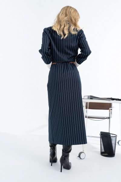 Демисезонный комплект юбки и блузки в стиле классика Barti 24-13 сине-белый - фото 2