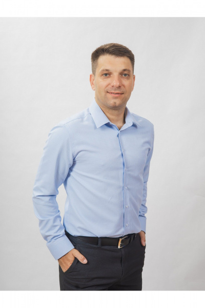 Круглогодичная slim рубашка из хлопка с принтом Nadex 01-047411/520-24 голубой - фото 3