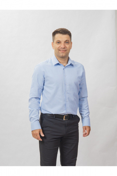 Круглогодичная slim рубашка из хлопка с принтом Nadex 01-047411/520-24 голубой - фото 2