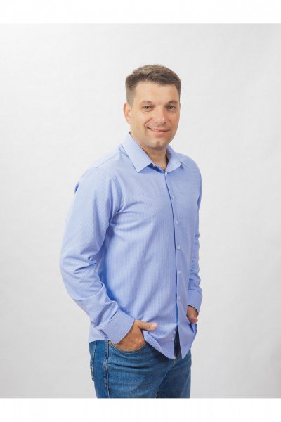 Круглогодичная рубашка классический стиль из хлопка Nadex 01-048612/520-24 светло-синий - фото 4