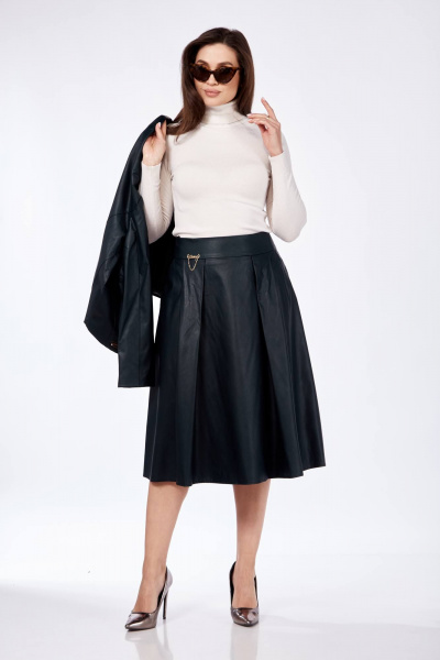 Жакет и юбка комплект из экокожи на демисезон Solomeya Lux 852/952 - фото 6