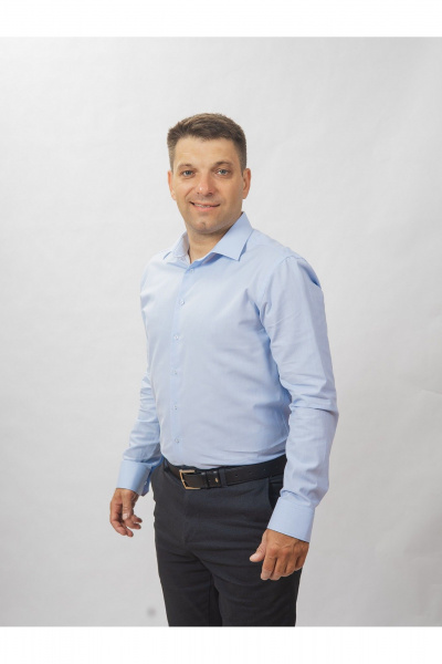 Круглогодичная slim рубашка из хлопка с гладью Nadex 01-088511/201-24 небесно-голубой - фото 4